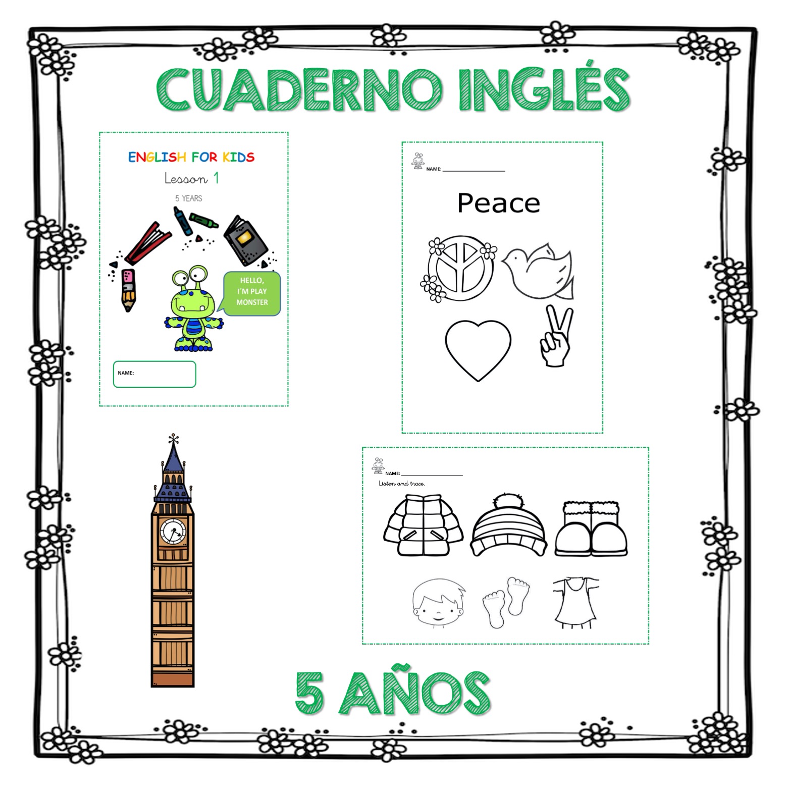 CUADERNO INGLÉS INFANTIL GLOBALIZADO Y CONTEXTUALIZADO 3-4-5 AÑOS - Imagen 3