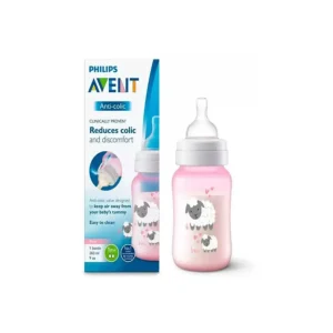 Biberón Anticólicos Rosa c/ Diseño De Elefante 260ml-24420