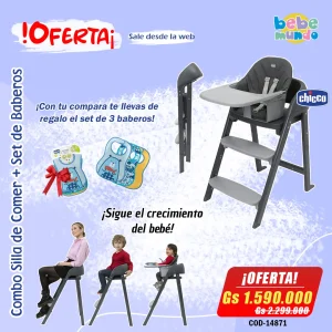 COMBO SILLA DE COMER CHICCO EVOLUTIVA CRESCENDO UP + SET DE BABERO CHICCO – 14871