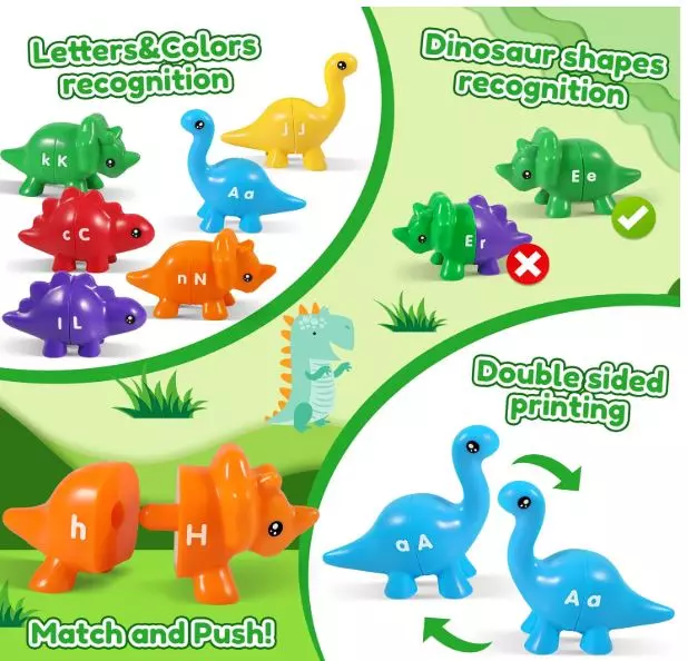 Dinosaurio Montessori De Clasificación Abecedario - Imagen 4