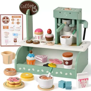Juego Mi Primera Cafetería y Postres de Madera 2 en 1