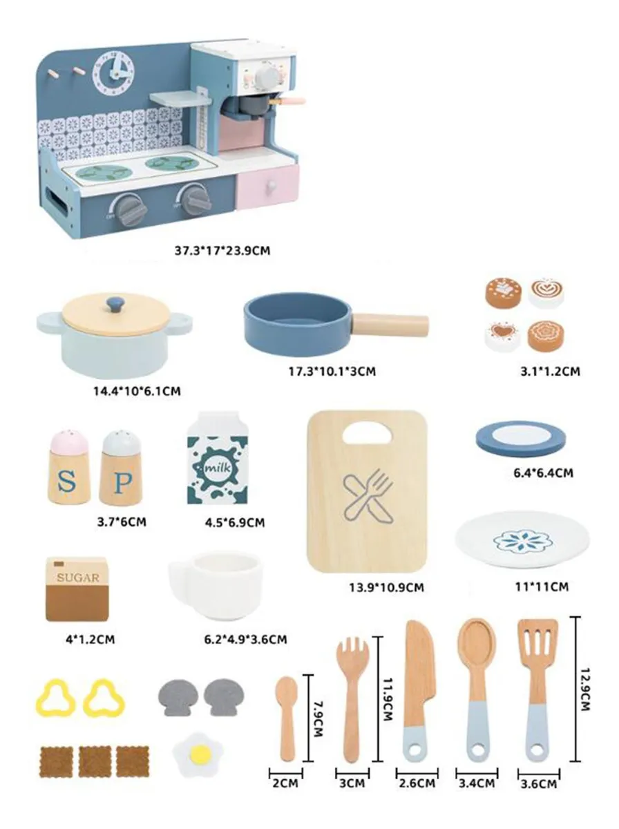 Juego de Cocina con Cafetera de Madera – Kabi - Imagen 7