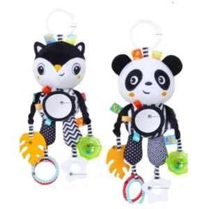 Juguete Colgador Sensorial de Felpa Alto Contraste (White Animals)