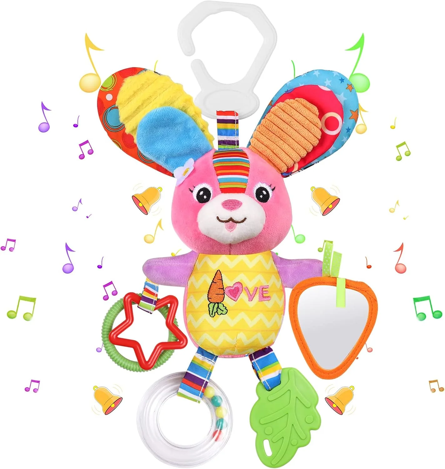 Juguete Colgador Sensorial de Felpa (Conejito Mimos)