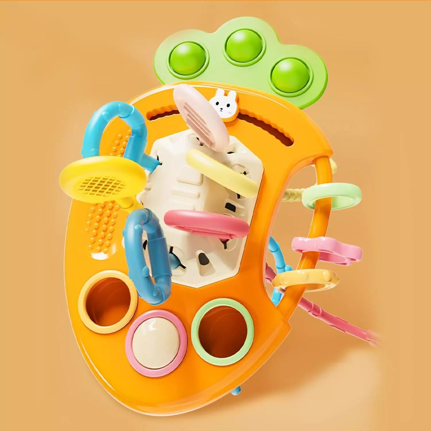 Juguete zanahoria baby Tiras de silicona sensorial 5 en 1 - Imagen 2