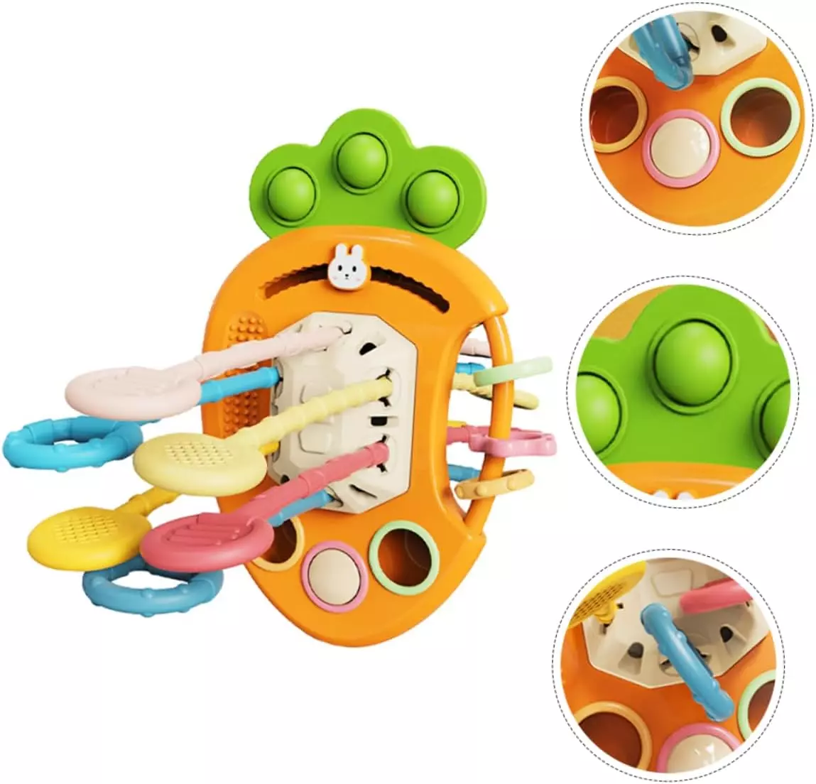 Juguete zanahoria baby Tiras de silicona sensorial 5 en 1 - Imagen 6