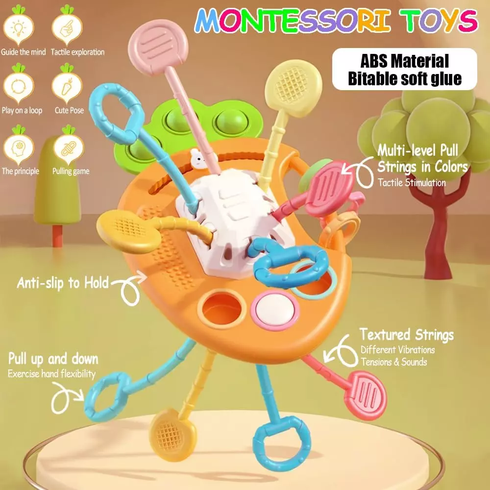 Juguete zanahoria baby Tiras de silicona sensorial 5 en 1 - Imagen 4