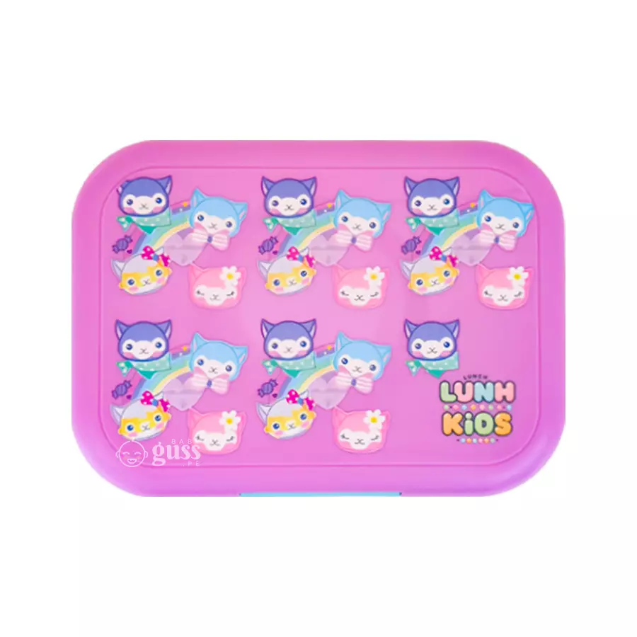 Lunch Box Bento 4 Divisiones Fucsia Cats - Imagen 2