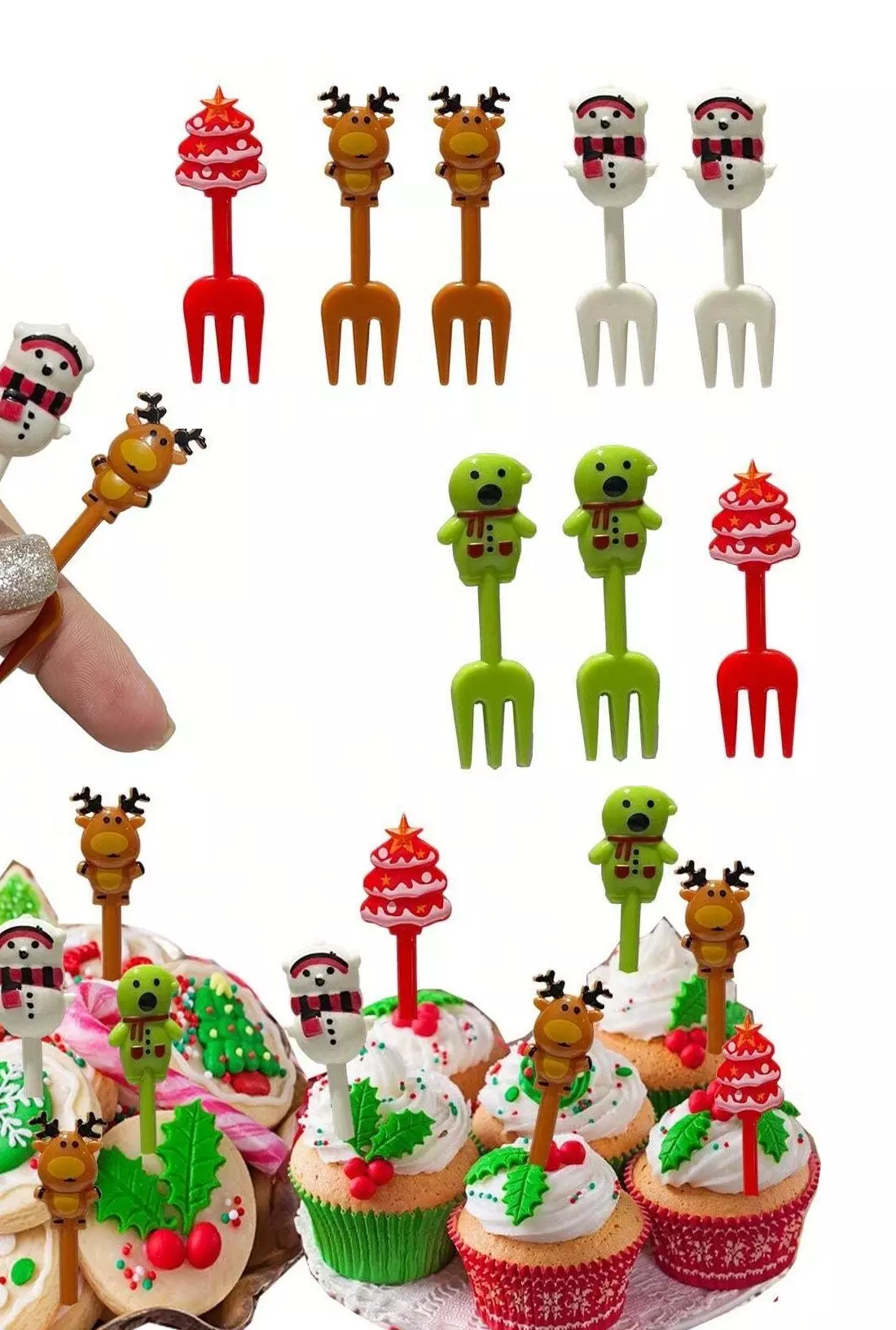 Mini Tenedores santa en Navidad set x10 - Imagen 2