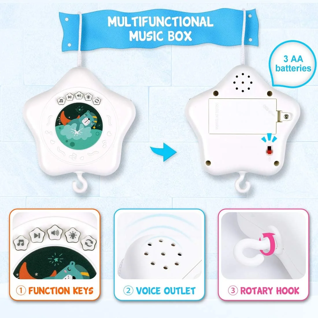 Móvil Cuna 360° Dulces Sueños con Proyector - Imagen 4