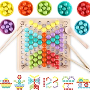 Tablero Montessori Con Cuentas y Rompecabezas (Clip Beads)