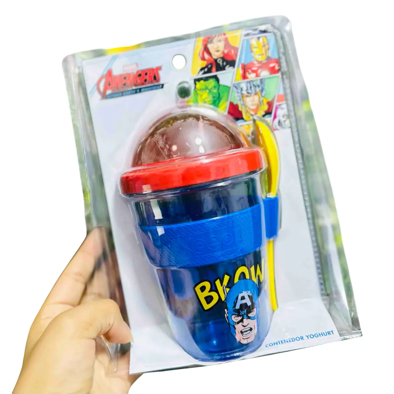 Vaso Porta Yogurt y Cereal Global -Marvel Blue