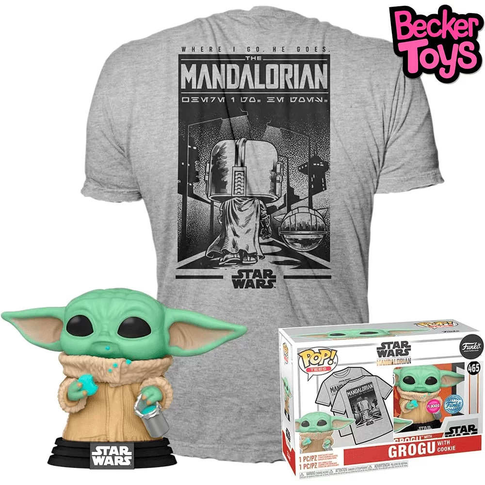 Funko Pop & tee: Mando – Grogu con Cookie. Talla M