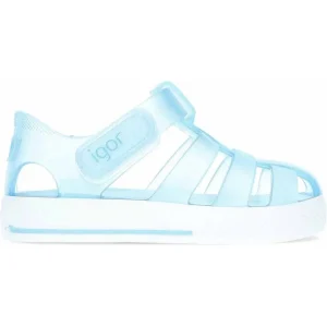 Cangrejeras Infantiles Star Brillo Celeste suela blanca