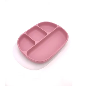 Plato silicona 4 Divisiones c/tapa (Dark Pink)